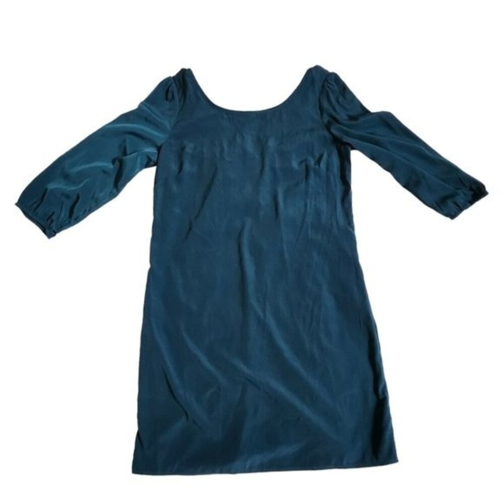 Hello Miss Women's Blue-Green 3/4 Sleeve Mini Shift Dress Size S
